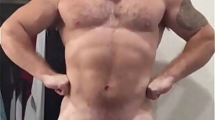 Sexy Hung Huge Bodybuilder Naked Flexing. Cocky Musclebear Alpha BeefBeast Big Bear