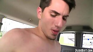 Two hot first timer hunks are having anal