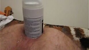 Homemade anal toy gaping